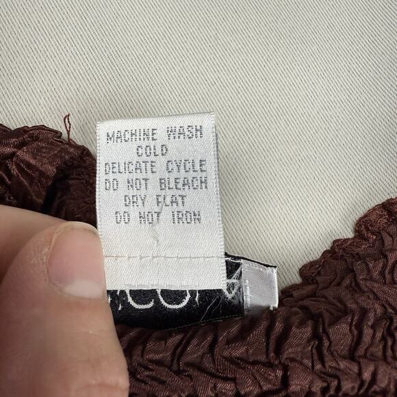 VTG 90s Nicola Smocked Tank Top S Mocha Brown Fitted Y2K Rave Club Clubbing Prep - Picture 8 of 11